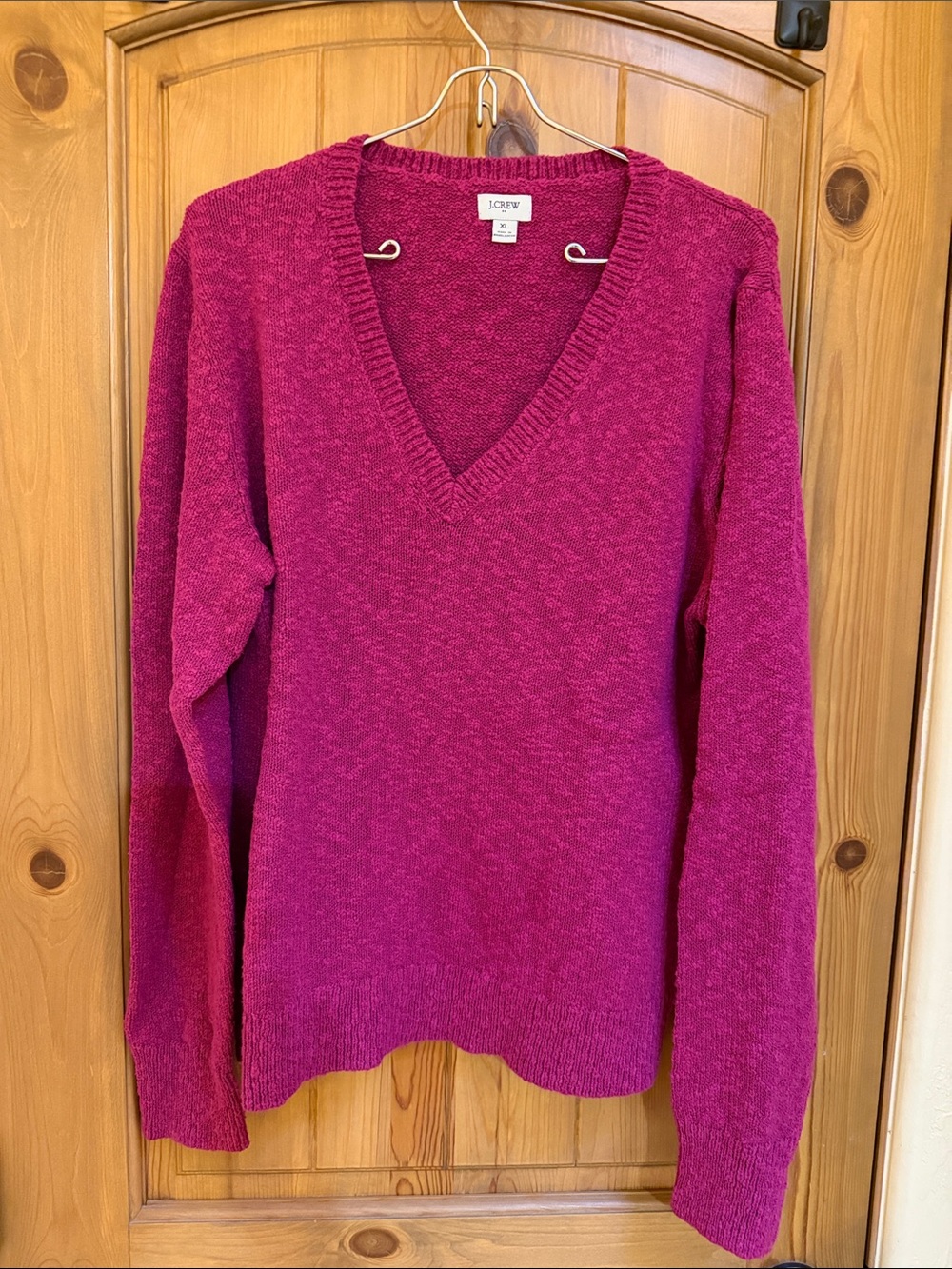 J. Crew Women's V-Neck Sweater in Bright Fuchsia